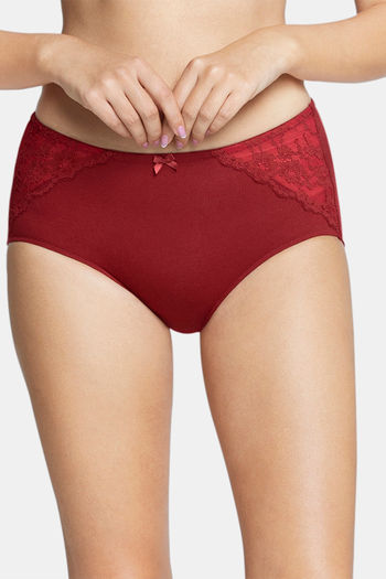 Buy Amante High Rise Full Coverage Hipster Panty - Port Wine